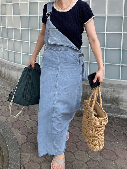 Denim salopett skirt