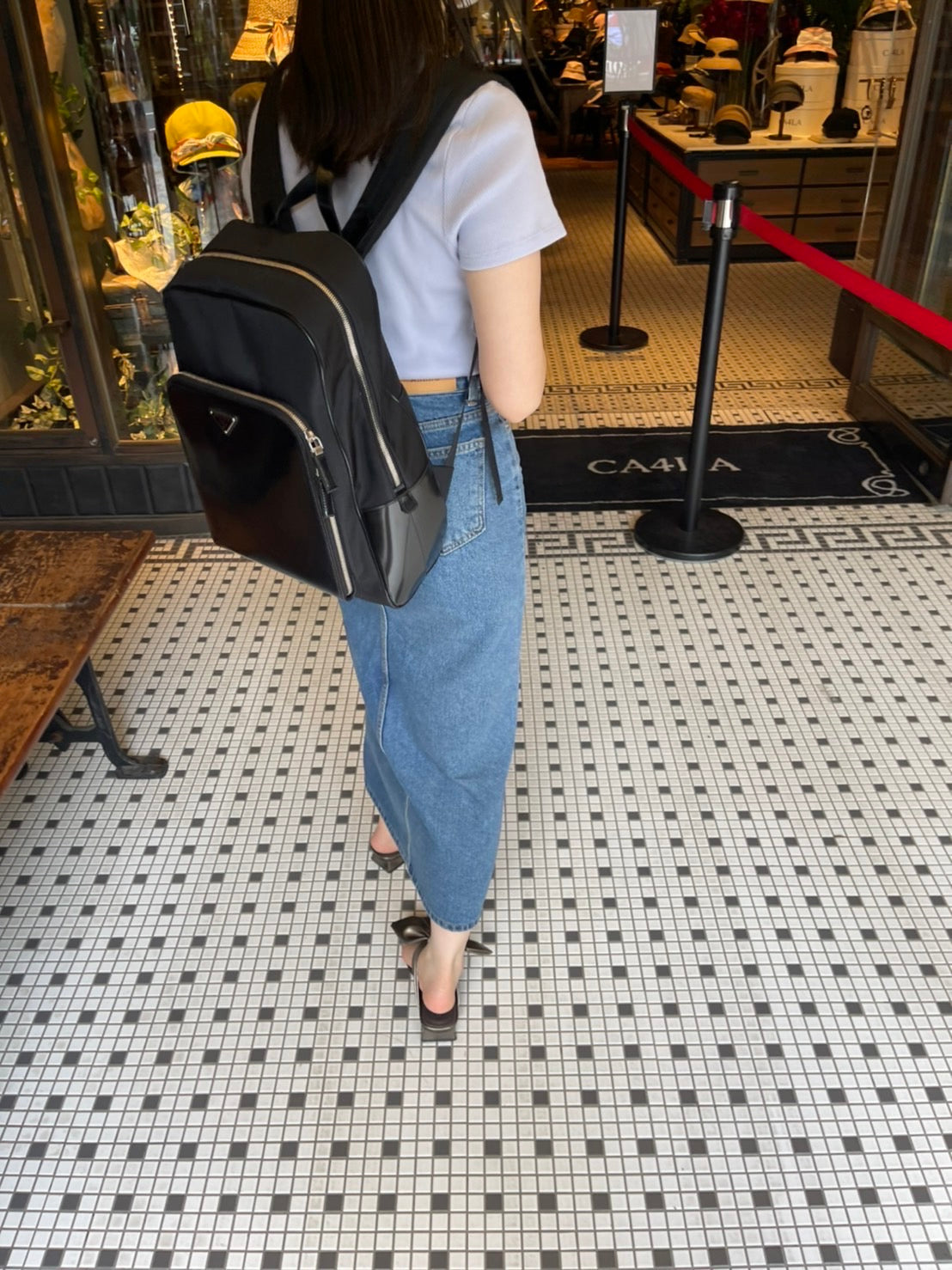 Front slit denim skirt